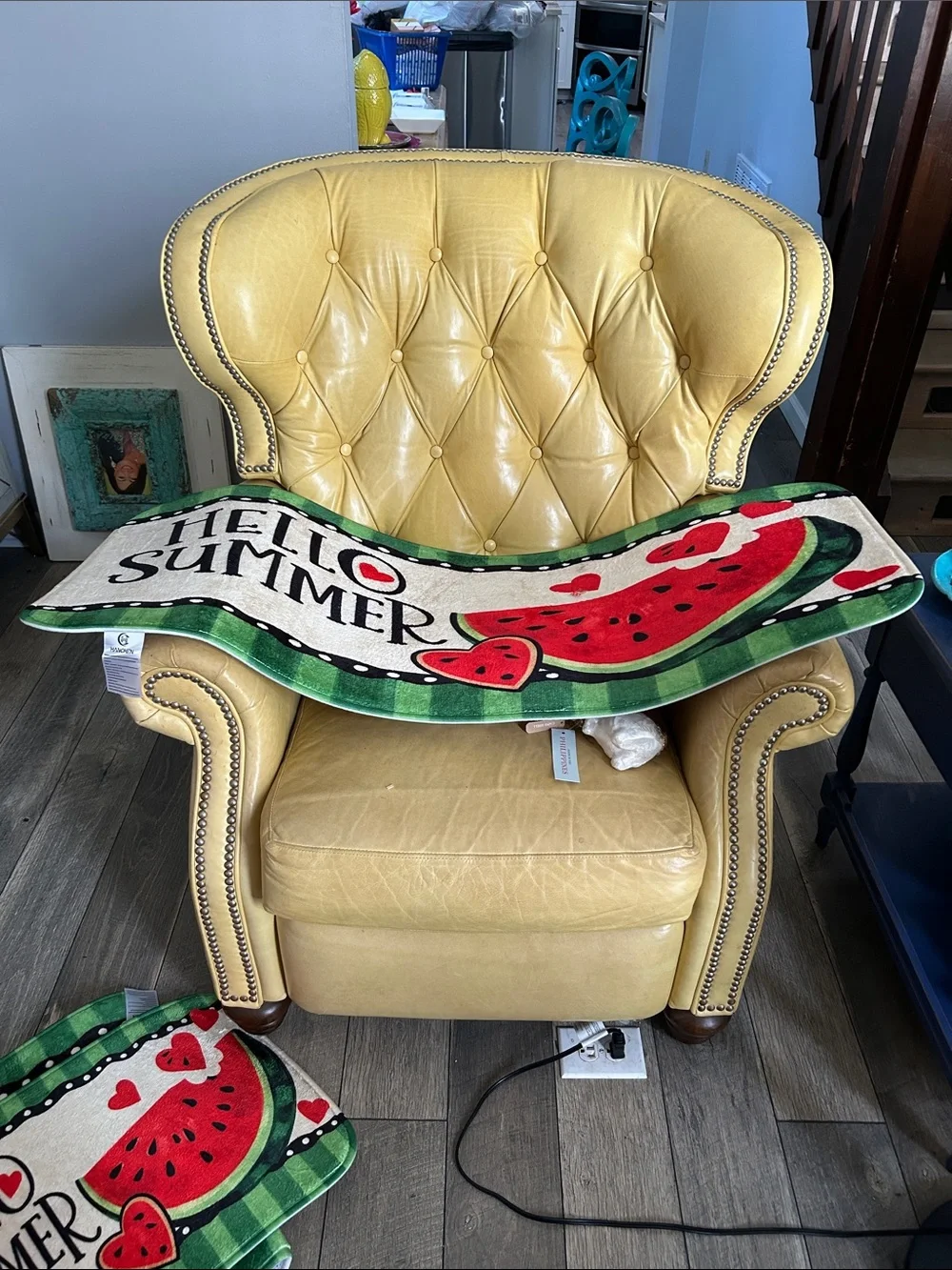 Hello Summer Watermelon Set of 3 Different Size Rugs. Green/Red